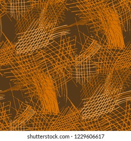 Various Pen Strokes. Seamless Texture with chaotic Hand Drawn Lines. Vintage Background for Curtain, Shirt, Fabric. Vertical, Horizontal and Diagonal Strokes. Grunge Vector Texture