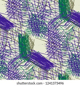 Various Pen Strokes. Seamless Texture with chaotic Hand Drawn Lines. Trendy Background for Paper, Wallpaper, Underwear. Vertical, Horizontal and Diagonal Strokes. Grunge Vector Texture