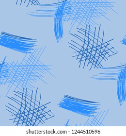 Various Pen Strokes. Seamless Texture with chaotic Hand Drawn Lines. Trendy Background for Calico, Fabric, Print. Vertical, Horizontal and Diagonal Strokes. Grunge Vector Texture
