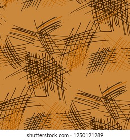 Various Pen Strokes. Seamless Texture with chaotic Hand Drawn Lines. Vintage Background for Curtain, Shirt, Tablecloth. Vertical, Horizontal and Diagonal Strokes. Grunge Vector Texture