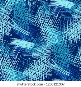 Various Pen Strokes. Seamless Texture with chaotic Hand Drawn Lines. Vintage Background for Textile, Shirt, Fabric. Vertical, Horizontal and Diagonal Strokes. Grunge Vector Texture