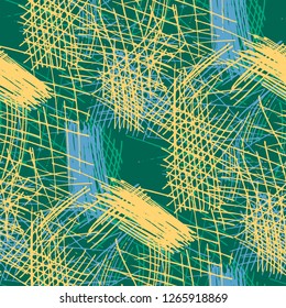 Various Pen Strokes. Seamless Texture with chaotic Hand Drawn Lines. Retro Background for Cloth, Wallpaper, Linen. Vertical, Horizontal and Diagonal Strokes. Grunge Vector Texture
