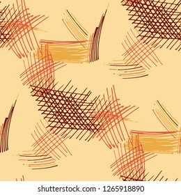 Various Pen Strokes. Seamless Texture with chaotic Hand Drawn Lines. Retro Background for Calico, Paper, Print. Vertical, Horizontal and Diagonal Strokes. Grunge Vector Texture