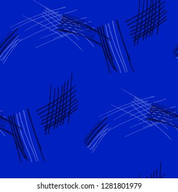 Various Pen Strokes. Seamless Texture with chaotic Hand Drawn Lines. Trendy Background for Curtain, Dress, Tablecloth. Vertical, Horizontal and Diagonal Strokes. Grunge Vector Texture