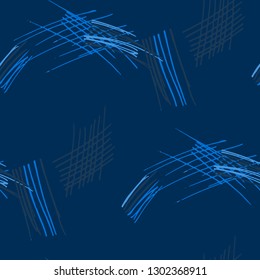 Various Pen Strokes. Seamless Texture with chaotic Hand Drawn Lines. Modern Background for Chintz, Print, Underwear. Vertical, Horizontal and Diagonal Strokes. Grunge Vector Texture
