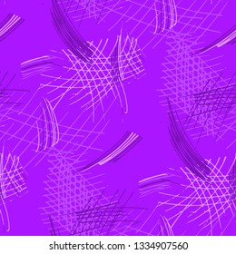 Various Pen Strokes. Seamless Texture with chaotic Hand Drawn Lines. Modern Background for Curtain, Shirt, Tablecloth. Vertical, Horizontal and Diagonal Strokes. Grunge Vector Texture