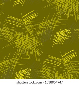 Various Pen Strokes. Seamless Texture with chaotic Hand Drawn Lines. Retro Background for Curtain, Dress, Tablecloth. Vertical, Horizontal and Diagonal Strokes. Grunge Vector Texture