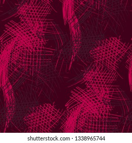 Various Pen Strokes. Seamless Texture with chaotic Hand Drawn Lines. Retro Background for Print, Wallpaper, Swimwear. Vertical, Horizontal and Diagonal Strokes. Grunge Vector Texture