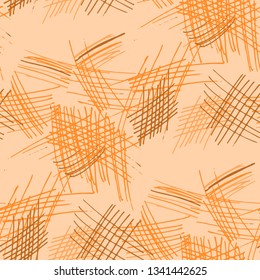 Various Pen Strokes. Seamless Texture with chaotic Hand Drawn Lines. Vintage Background for Curtain, Shirt, Tablecloth. Vertical, Horizontal and Diagonal Strokes. Grunge Vector Texture