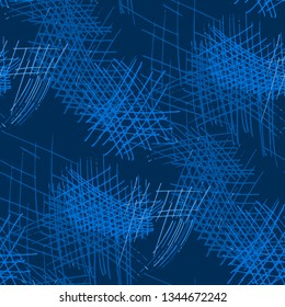 Various Pen Strokes. Seamless Texture with chaotic Hand Drawn Lines. Retro Background for Print, Wallpaper, Swimwear. Vertical, Horizontal and Diagonal Strokes. Grunge Vector Texture