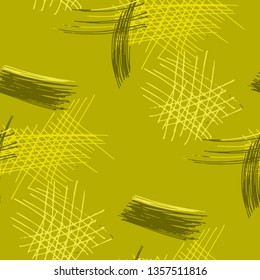 Various Pen Strokes. Seamless Texture with chaotic Hand Drawn Lines. Retro Background for Curtain, Shirt, Fabric. Vertical, Horizontal and Diagonal Strokes. Grunge Vector Texture