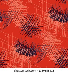 Various Pen Strokes. Seamless Texture with chaotic Hand Drawn Lines. Vintage Background for Paper, Wallpaper, Underwear. Vertical, Horizontal and Diagonal Strokes. Grunge Vector Texture