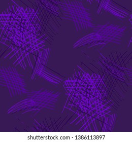 Various Pen Strokes. Seamless Texture with chaotic Hand Drawn Lines. Trendy Background for Curtain, Dress, Tablecloth. Vertical, Horizontal and Diagonal Strokes. Grunge Vector Texture