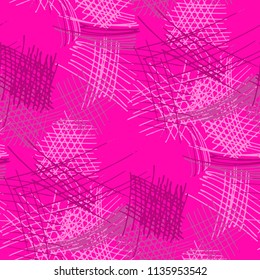 Various Pencil Hatches. Seamless Pattern with chaotic Hand Drawn Lines. Trendy Background for Paper, Wallpaper, Linen. Vertical, Horizontal and Diagonal Strokes. Grunge Vector Texture