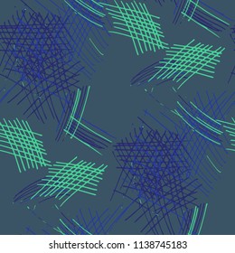 Various Pencil Hatches. Seamless Pattern with chaotic Hand Drawn Lines. Modern Background for Textile, Shirt, Fabric. Vertical, Horizontal and Diagonal Strokes. Grunge Vector Texture