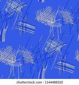 Various Pencil Hatches. Seamless Pattern with chaotic Hand Drawn Lines. Modern Background for Chintz, Print, Swimwear. Vertical, Horizontal and Diagonal Strokes. Grunge Vector Texture