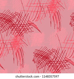 Various Pencil Hatches. Seamless Pattern with chaotic Hand Drawn Lines. Modern Background for Chintz, Wallpaper, Swimwear. Vertical, Horizontal and Diagonal Strokes. Grunge Vector Texture