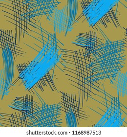 Various Pencil Hatches. Seamless Pattern with chaotic Hand Drawn Lines. Modern Background for Cloth, Wallpaper, Linen. Vertical, Horizontal and Diagonal Strokes. Grunge Vector Texture