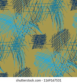 Various Pencil Hatches. Seamless Pattern with chaotic Hand Drawn Lines. Retro Background for Paper, Wallpaper, Linen. Vertical, Horizontal and Diagonal Strokes. Grunge Vector Texture
