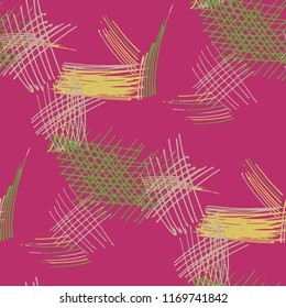 Various Pencil Hatches. Seamless Pattern with chaotic Hand Drawn Lines. Modern Background for Textile, Paper, Fabric. Vertical, Horizontal and Diagonal Strokes. Grunge Vector Texture