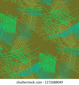 Various Pencil Hatches. Seamless Pattern with chaotic Hand Drawn Lines. Vintage Background for Cloth, Dress, Linen. Vertical, Horizontal and Diagonal Strokes. Grunge Vector Texture