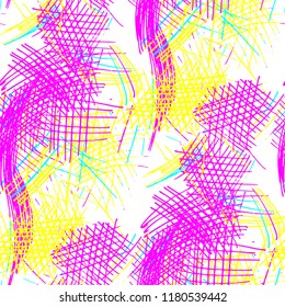 Various Pencil Hatches. Seamless Pattern with chaotic Hand Drawn Lines. Trendy Background for Paper, Wallpaper, Underwear. Vertical, Horizontal and Diagonal Strokes. Grunge Vector Texture