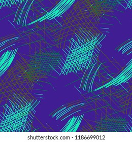 Various Pencil Hatches. Seamless Pattern with chaotic Hand Drawn Lines. Vintage Background for Textile, Paper, Print. Vertical, Horizontal and Diagonal Strokes. Grunge Vector Texture