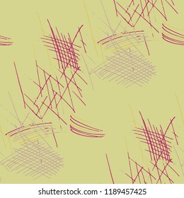 Various Pencil Hatches. Seamless Pattern with chaotic Hand Drawn Lines. Vintage Background for Paper, Wallpaper, Underwear. Vertical, Horizontal and Diagonal Strokes. Grunge Vector Texture