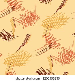 Various Pencil Hatches. Seamless Pattern with chaotic Hand Drawn Lines. Retro Background for Calico, Paper, Print. Vertical, Horizontal and Diagonal Strokes. Grunge Vector Texture
