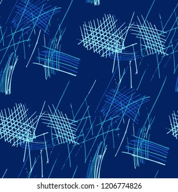 Various Pencil Hatches. Seamless Pattern with chaotic Hand Drawn Lines. Retro Background for Textile, Shirt, Fabric. Vertical, Horizontal and Diagonal Strokes. Grunge Vector Texture