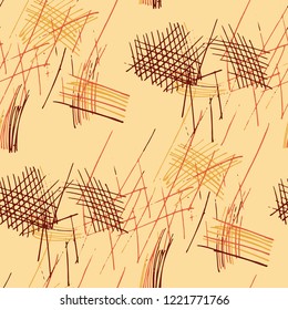 Various Pencil Hatches. Seamless Pattern with chaotic Hand Drawn Lines. Vintage Background for Cloth, Dress, Tablecloth. Vertical, Horizontal and Diagonal Strokes. Grunge Vector Texture