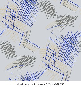 Various Pencil Hatches. Seamless Pattern with chaotic Hand Drawn Lines. Modern Background for Textile, Paper, Fabric. Vertical, Horizontal and Diagonal Strokes. Grunge Vector Texture