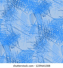 Various Pencil Hatches. Seamless Pattern with chaotic Hand Drawn Lines. Retro Background for Curtain, Shirt, Fabric. Vertical, Horizontal and Diagonal Strokes. Grunge Vector Texture