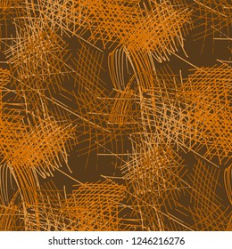 Various Pencil Hatches. Seamless Pattern with chaotic Hand Drawn Lines. Vintage Background for Curtain, Shirt, Tablecloth. Vertical, Horizontal and Diagonal Strokes. Grunge Vector Texture