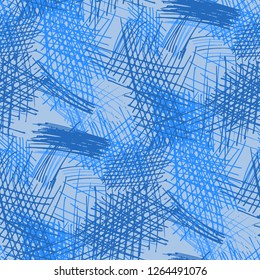 Various Pencil Hatches. Seamless Pattern with chaotic Hand Drawn Lines. Vintage Background for Chintz, Print, Underwear. Vertical, Horizontal and Diagonal Strokes. Grunge Vector Texture