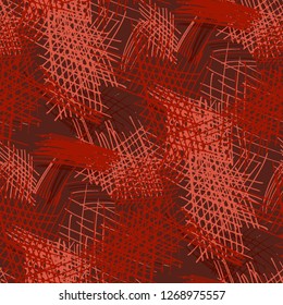 Various Pencil Hatches. Seamless Pattern with chaotic Hand Drawn Lines. Retro Background for Textile, Shirt, Fabric. Vertical, Horizontal and Diagonal Strokes. Grunge Vector Texture