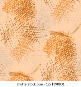 Various Pencil Hatches. Seamless Pattern with chaotic Hand Drawn Lines. Modern Background for Chintz, Print, Underwear. Vertical, Horizontal and Diagonal Strokes. Grunge Vector Texture
