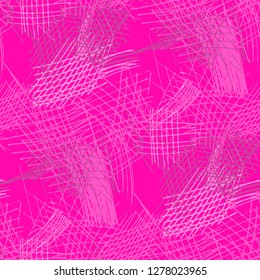Various Pencil Hatches. Seamless Pattern with chaotic Hand Drawn Lines. Trendy Background for Cloth, Wallpaper, Linen. Vertical, Horizontal and Diagonal Strokes. Grunge Vector Texture