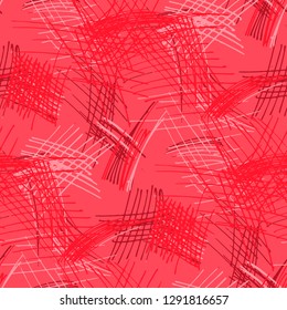 Various Pencil Hatches. Seamless Pattern with chaotic Hand Drawn Lines. Vintage Background for Paper, Wallpaper, Linen. Vertical, Horizontal and Diagonal Strokes. Grunge Vector Texture