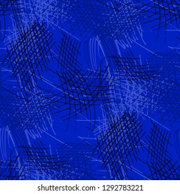 Various Pencil Hatches. Seamless Pattern with chaotic Hand Drawn Lines. Modern Background for Curtain, Shirt, Fabric. Vertical, Horizontal and Diagonal Strokes. Grunge Vector Texture