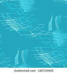 Various Pencil Hatches. Seamless Pattern with chaotic Hand Drawn Lines. Retro Background for Curtain, Shirt, Tablecloth. Vertical, Horizontal and Diagonal Strokes. Grunge Vector Texture