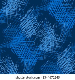 Various Pencil Hatches. Seamless Pattern with chaotic Hand Drawn Lines. Vintage Background for Textile, Paper, Print. Vertical, Horizontal and Diagonal Strokes. Grunge Vector Texture
