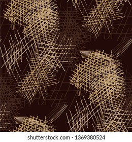 Various Pencil Hatches. Seamless Pattern with chaotic Hand Drawn Lines. Vintage Background for Textile, Paper, Print. Vertical, Horizontal and Diagonal Strokes. Grunge Vector Texture