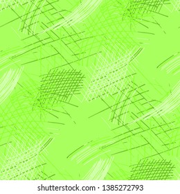 Various Pencil Hatches. Seamless Pattern with chaotic Hand Drawn Lines. Retro Background for Chintz, Print, Swimwear. Vertical, Horizontal and Diagonal Strokes. Grunge Vector Texture