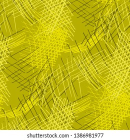 Various Pencil Hatches. Seamless Pattern with chaotic Hand Drawn Lines. Retro Background for Paper, Wallpaper, Underwear. Vertical, Horizontal and Diagonal Strokes. Grunge Vector Texture