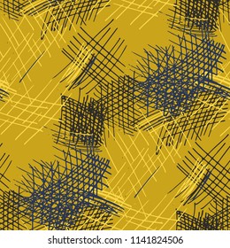 Various Pencil Hatches. Seamless Texture with chaotic Hand Drawn Lines. Retro Background for Calico, Paper, Print. Vertical, Horizontal and Diagonal Strokes. Grunge Vector Texture