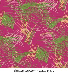 Various Pencil Hatches. Seamless Texture with chaotic Hand Drawn Lines. Modern Background for Cloth, Wallpaper, Linen. Vertical, Horizontal and Diagonal Strokes. Grunge Vector Texture