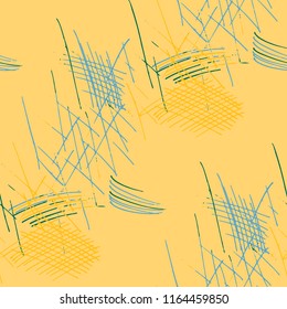 Various Pencil Hatches. Seamless Texture with chaotic Hand Drawn Lines. Retro Background for Curtain, Dress, Tablecloth. Vertical, Horizontal and Diagonal Strokes. Grunge Vector Texture