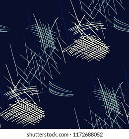 Various Pencil Hatches. Seamless Texture with chaotic Hand Drawn Lines. Trendy Background for Paper, Wallpaper, Linen. Vertical, Horizontal and Diagonal Strokes. Grunge Vector Texture
