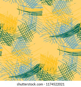 Various Pencil Hatches. Seamless Texture with chaotic Hand Drawn Lines. Retro Background for Textile, Paper, Print. Vertical, Horizontal and Diagonal Strokes. Grunge Vector Texture